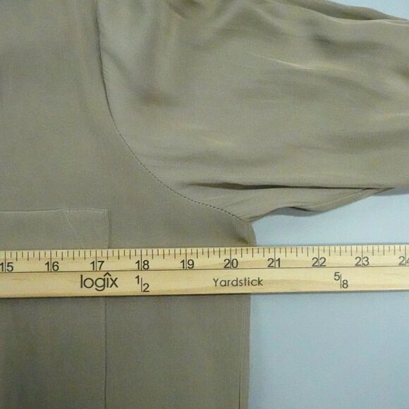 MELA PURDIE Technical Polyester Shirt Women XXS Khaki Button-Up Pocket Australia - Picture 11 of 15